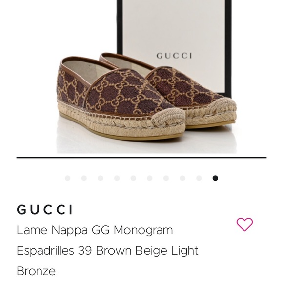 Authentic Gucci Women GG Lamé Espadrille Shoes In Brown - Picture 13 of 13